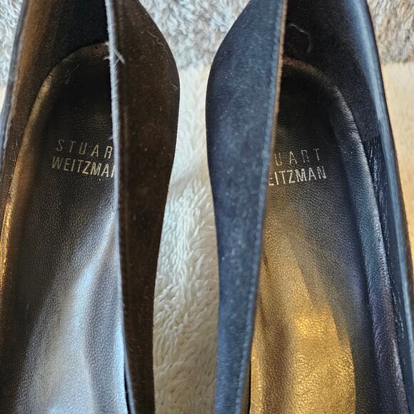 VTG Stuart Weitzman Women Cutout Suede Kitten Heel Pump‎ Heels Size 7.5M Black - Picture 5 of 10